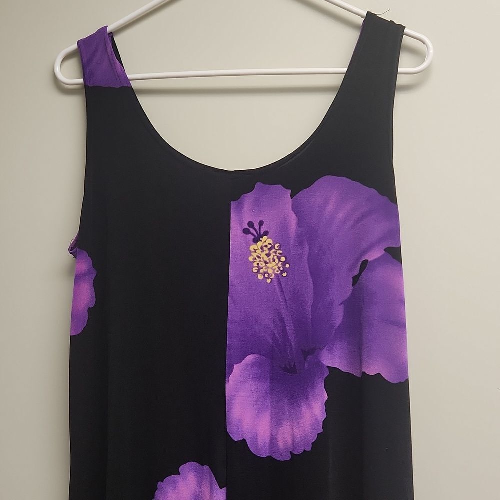 Vintage Hibiscus Print Dress L - Picture 5 of 6
